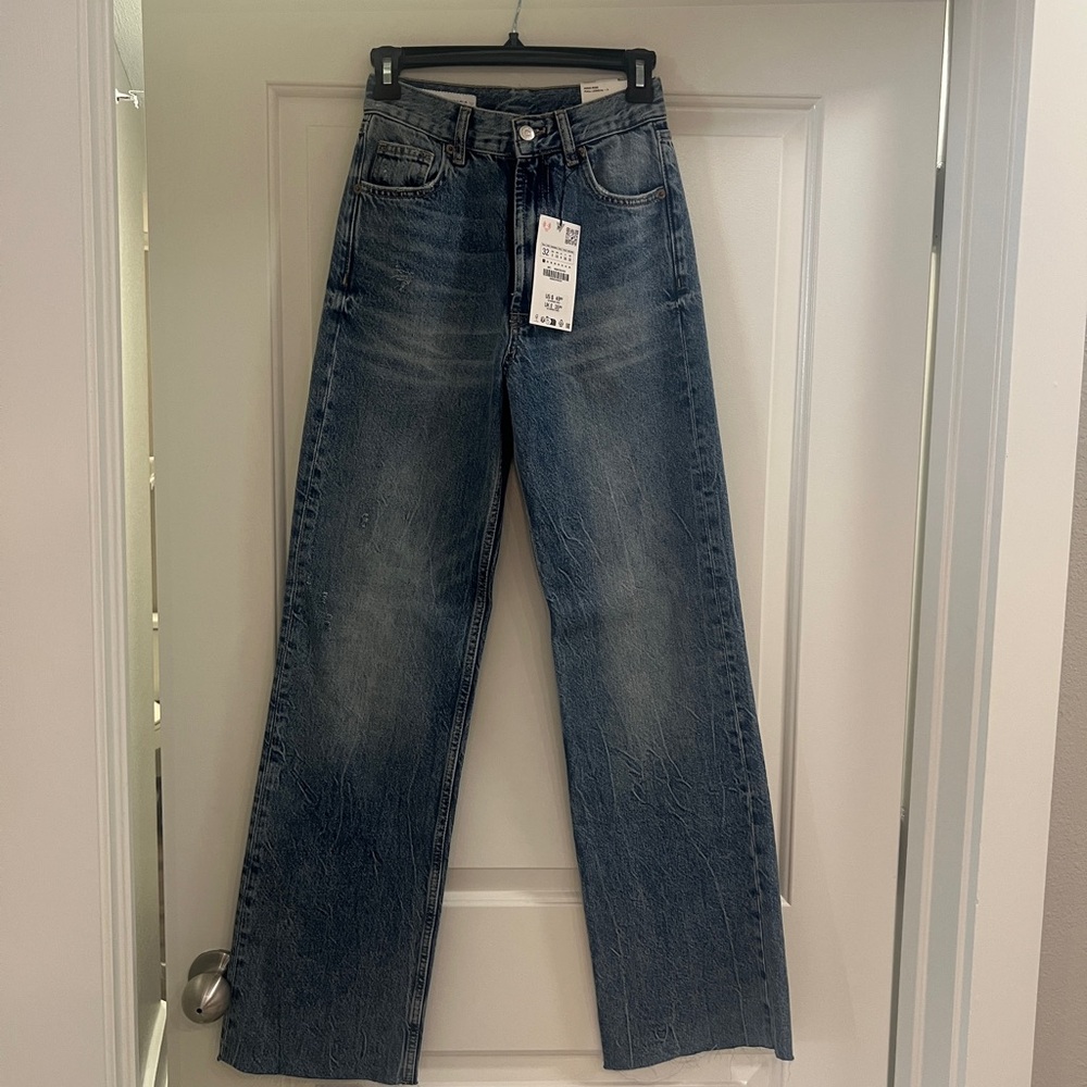 Blue Wide-Leg Jeans
